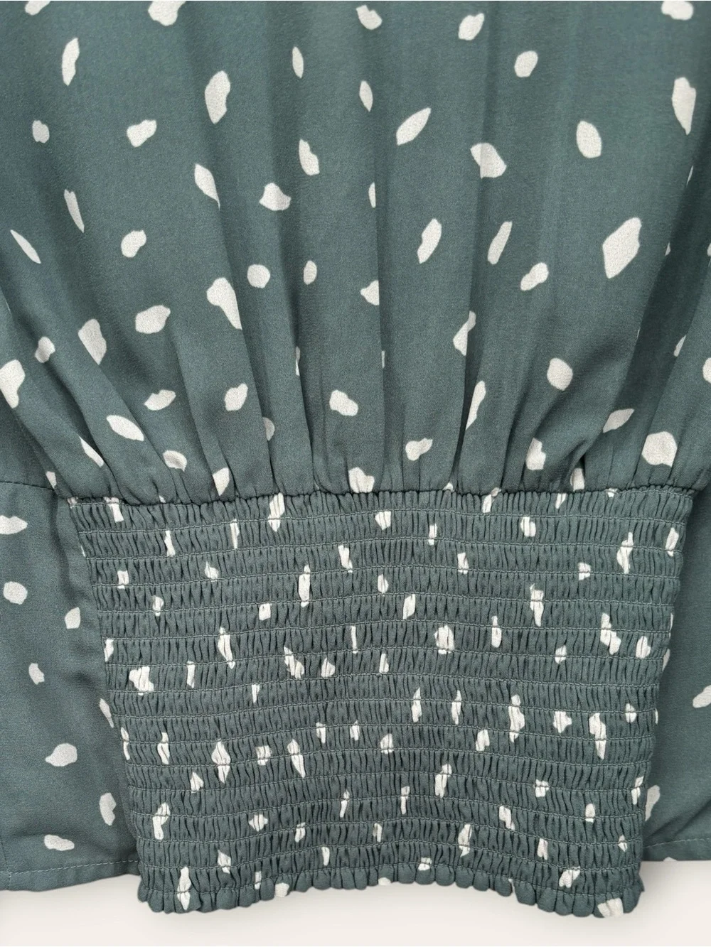 Abercrombie & Fitch Teal V-Neck Dot Print Blouse